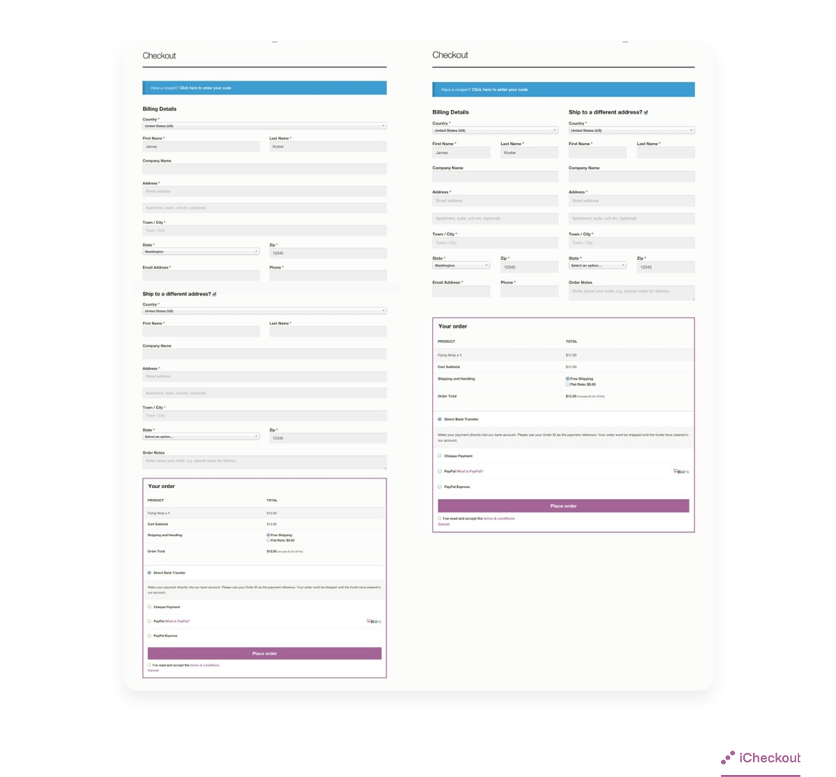 custom checkout page woocommerce
